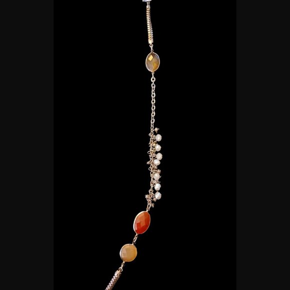 Ann Taylor Loft Silver Tone Long Acrylic Stone 35.5" Long Necklace - Picture 5 of 6